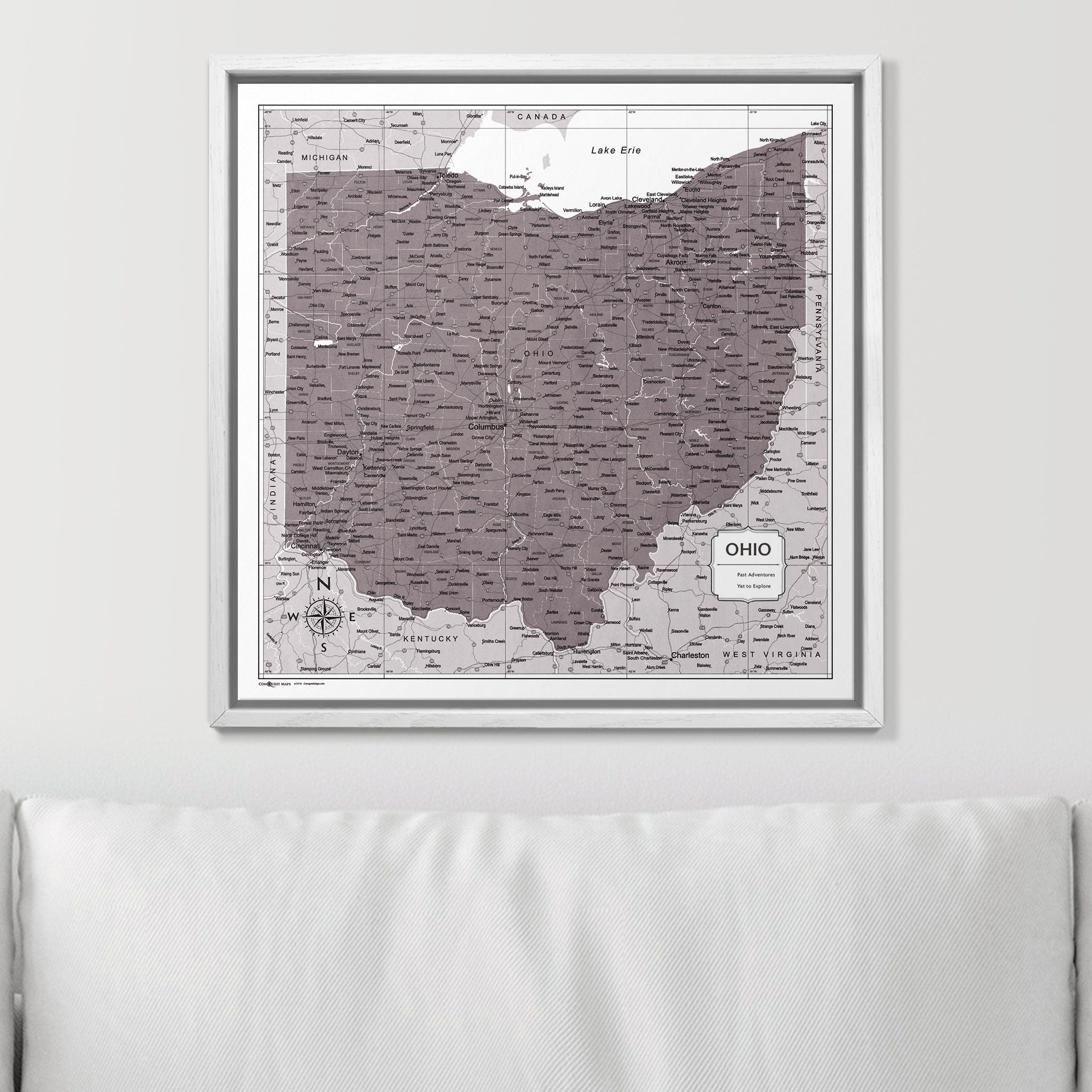 Push Pin Ohio Map (Pin Board) - Dark Brown Color Splash CM Pin Board