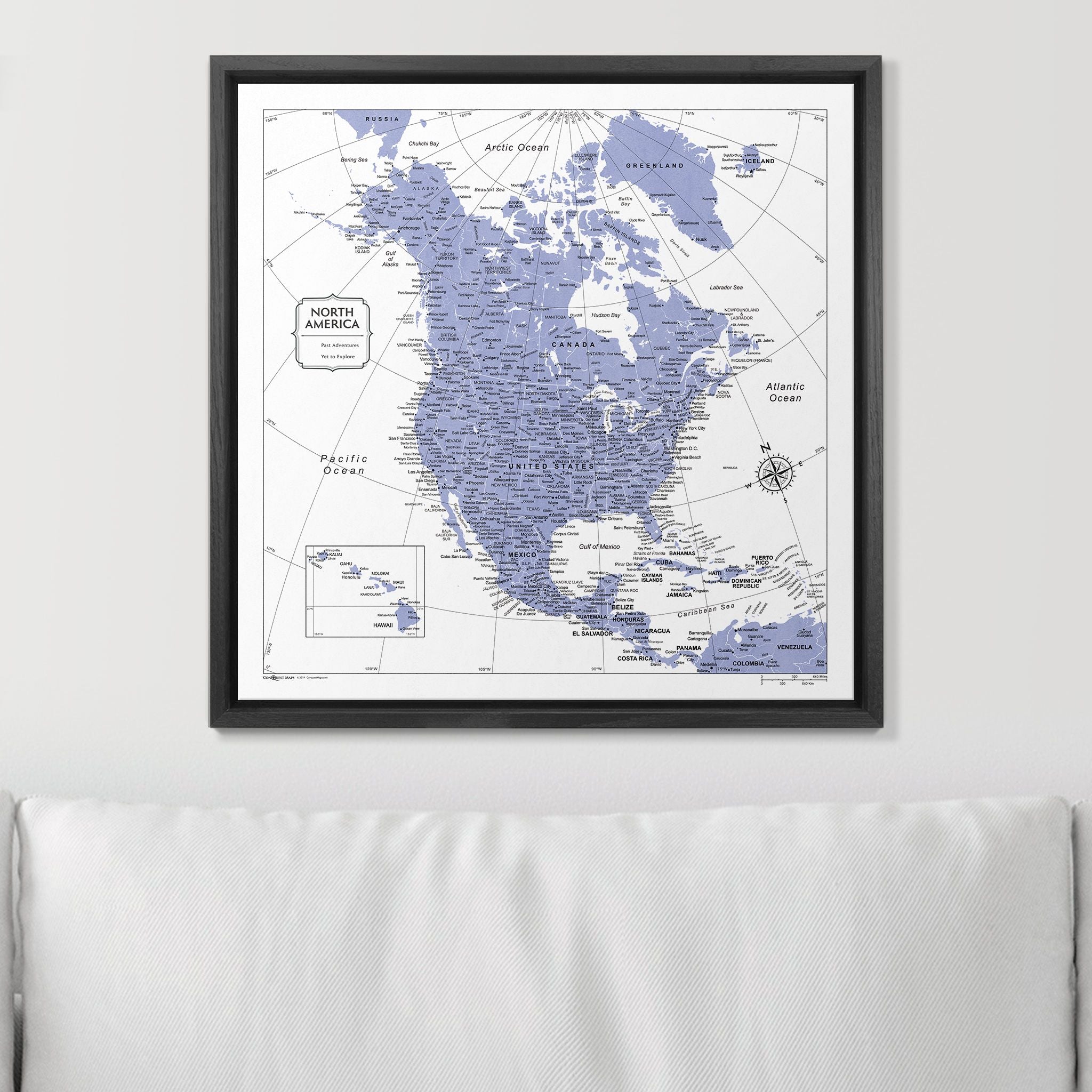 Push Pin North America Map (Pin Board) - Purple Color Splash CM Pin Board