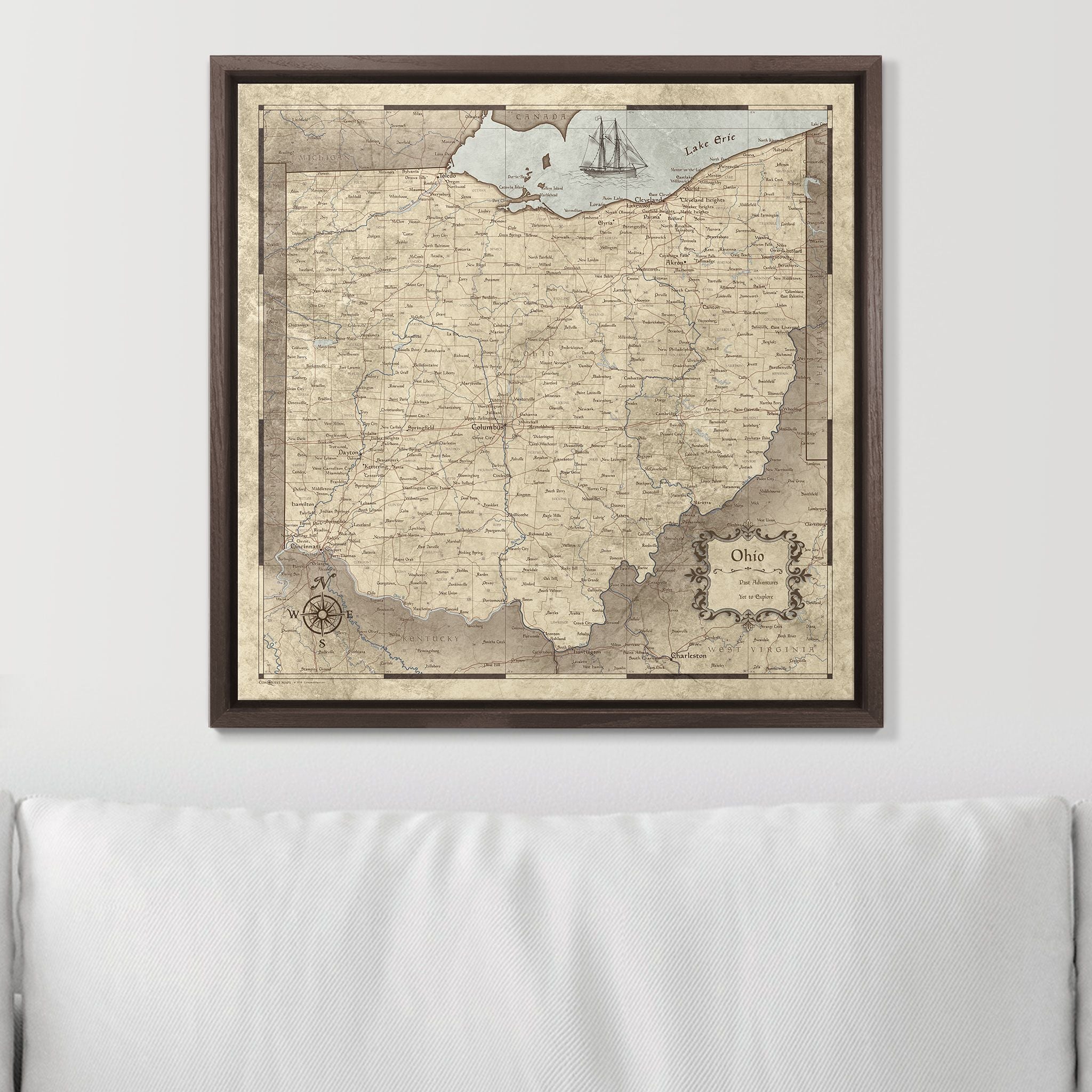 Push Pin Ohio Map (Pin Board) - Rustic Vintage CM Pin Board