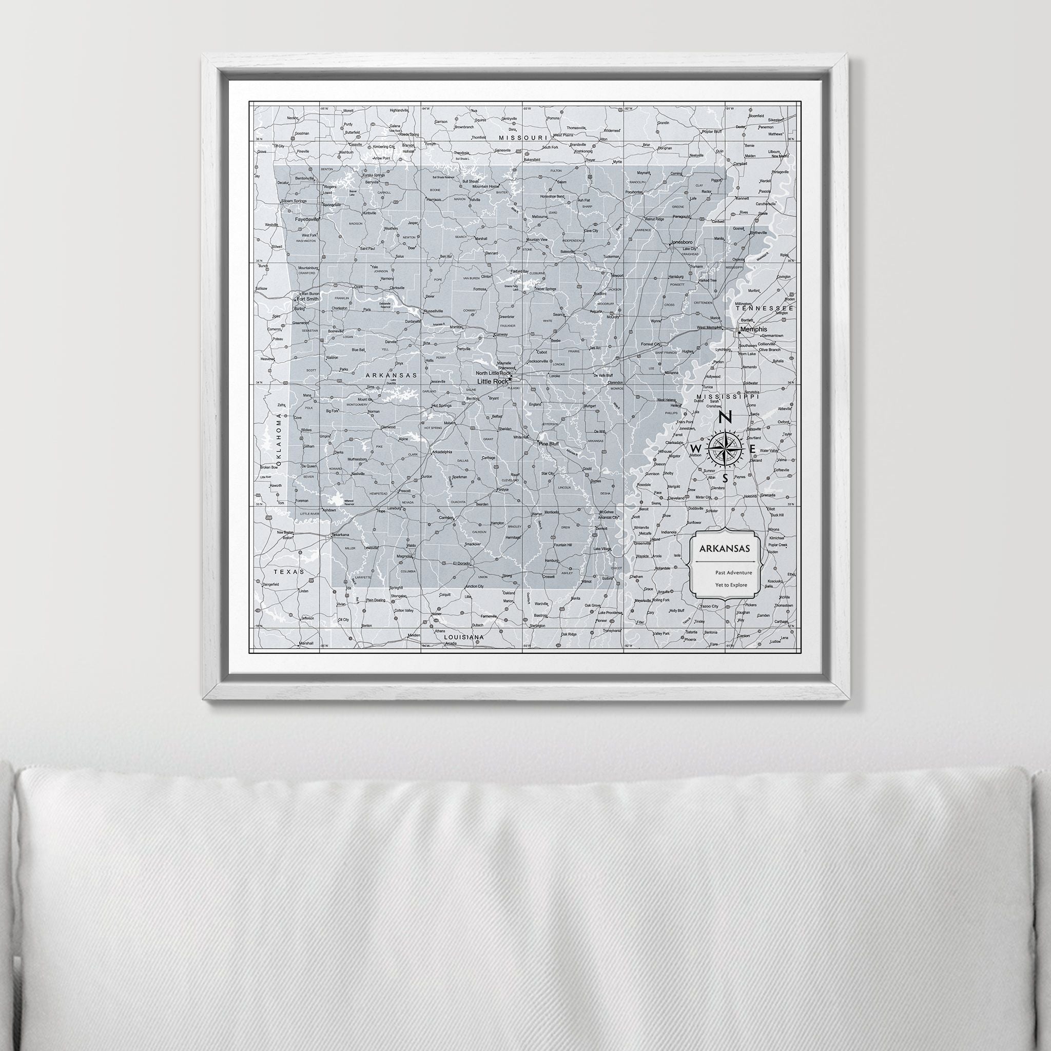 Push Pin Arkansas Map (Pin Board) - Light Gray Color Splash CM Pin Board