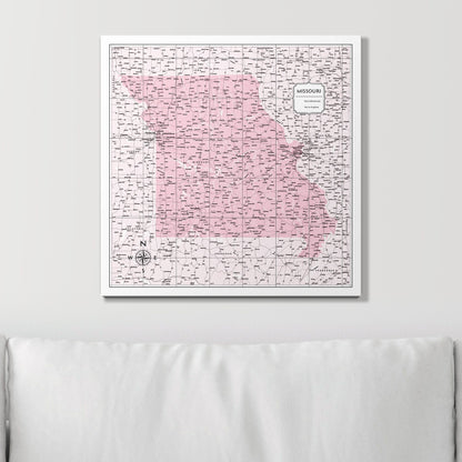 Push Pin Missouri Map (Pin Board) - Pink Color Splash CM Pin Board