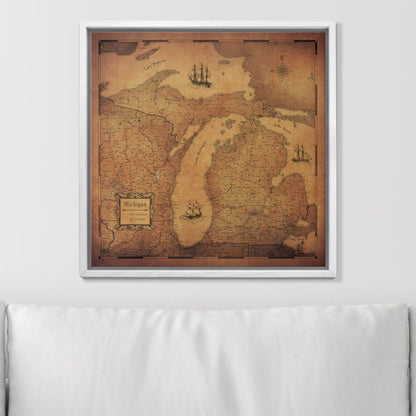 Push Pin Michigan Map (Pin Board) - Golden Aged CM Pin Board