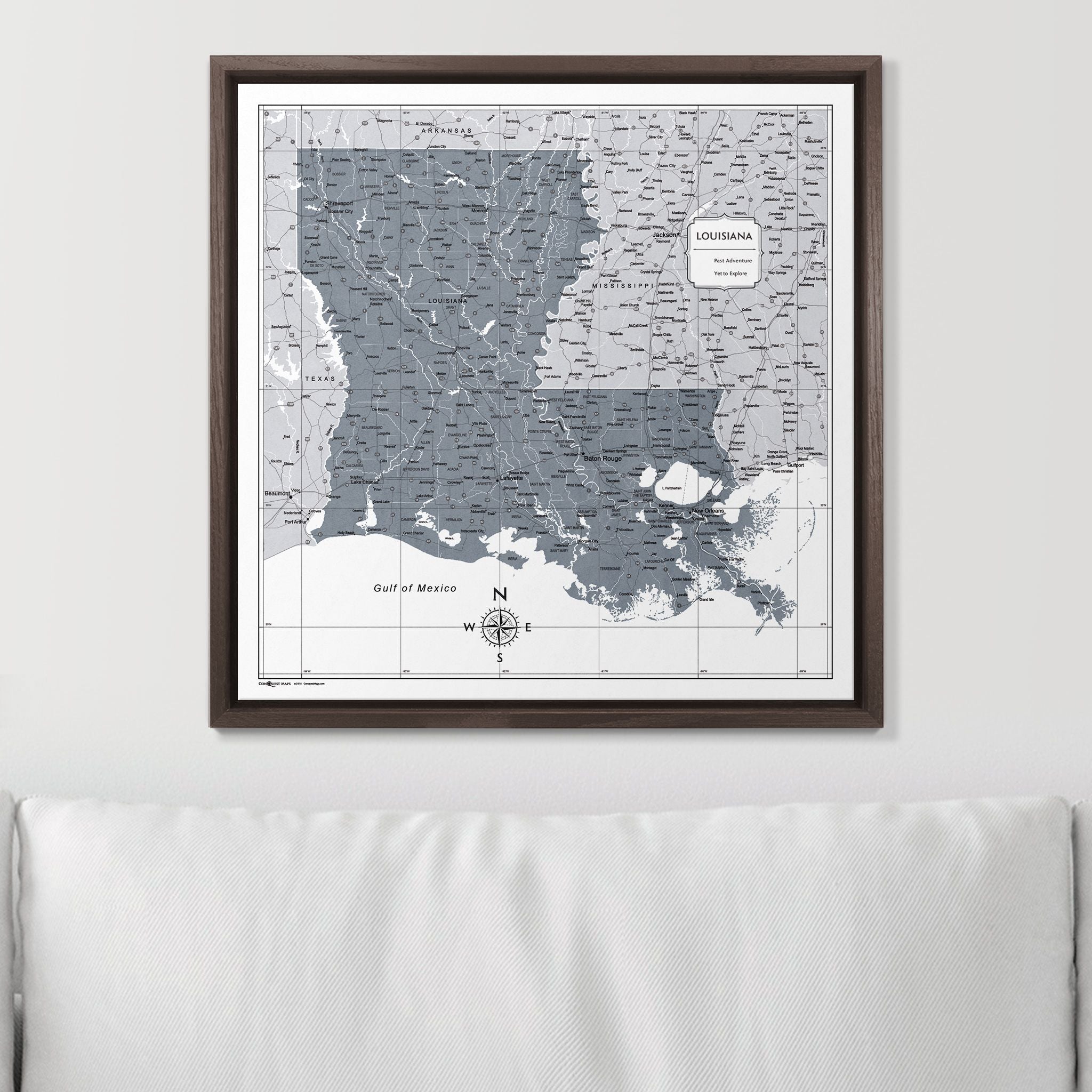 Push Pin Louisiana Map (Pin Board) - Dark Gray Color Splash CM Pin Board