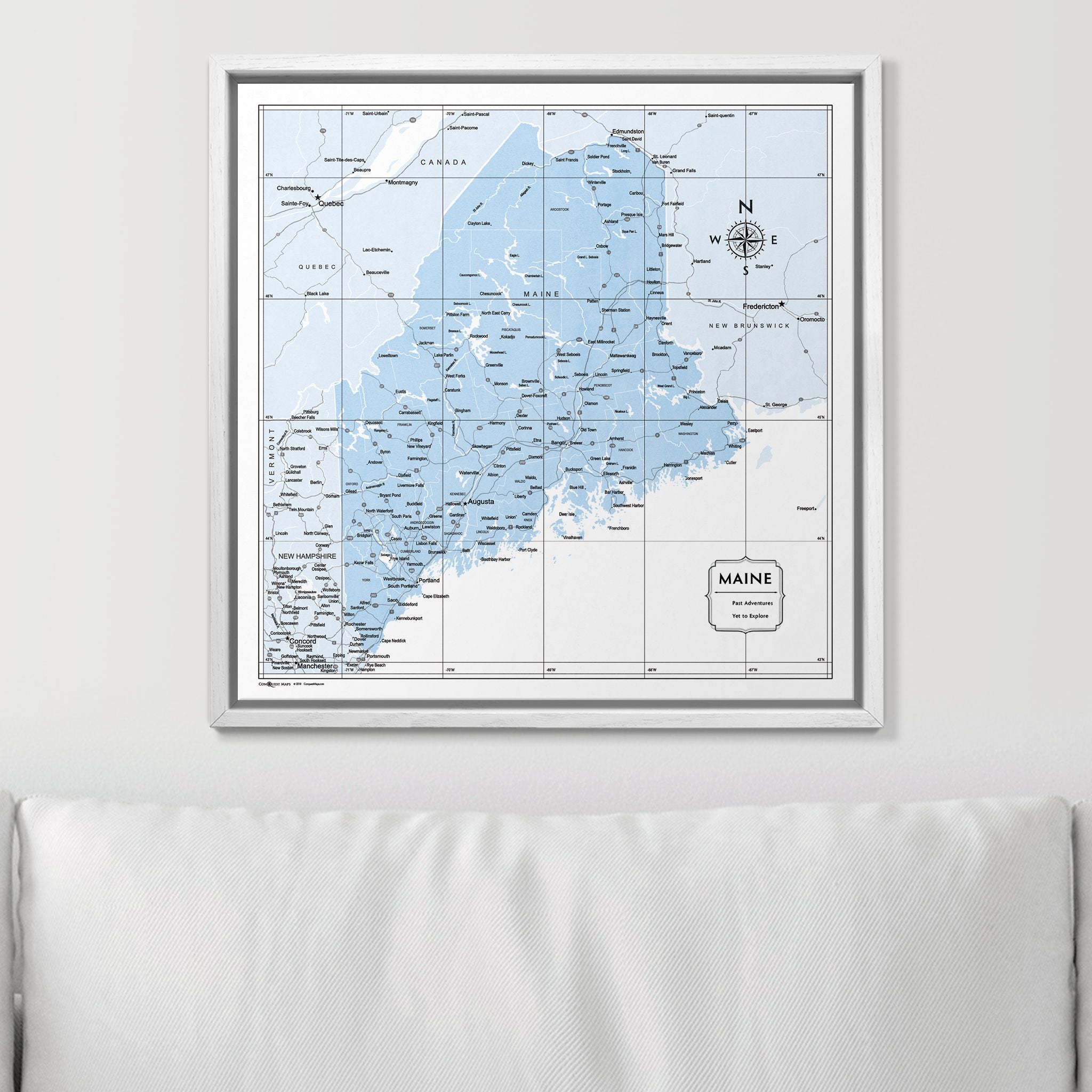 Push Pin Maine Map (Pin Board) - Light Blue Color Splash CM Pin Board