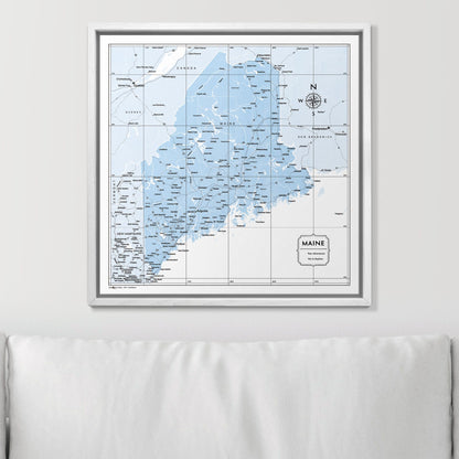 Push Pin Maine Map (Pin Board) - Light Blue Color Splash CM Pin Board