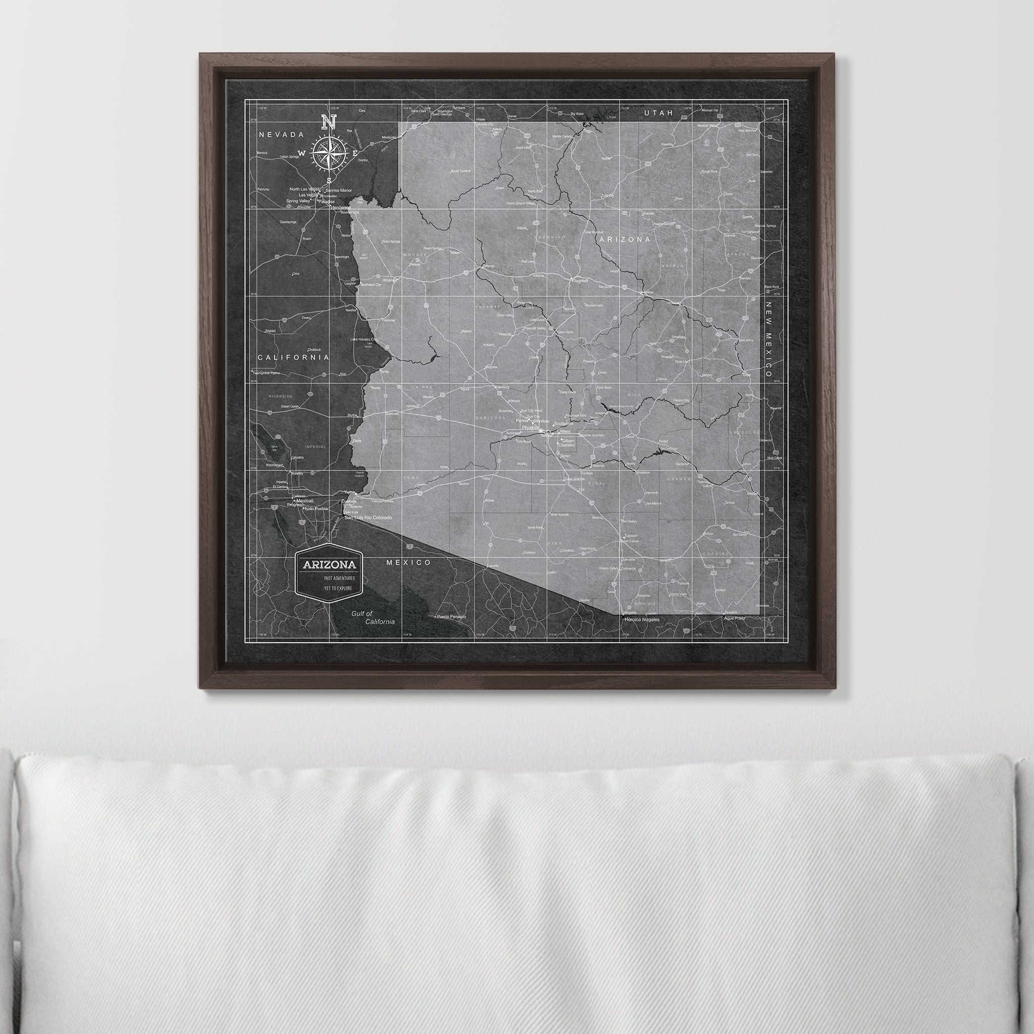 Push Pin Arizona Map (Pin Board) - Modern Slate CM Pin Board