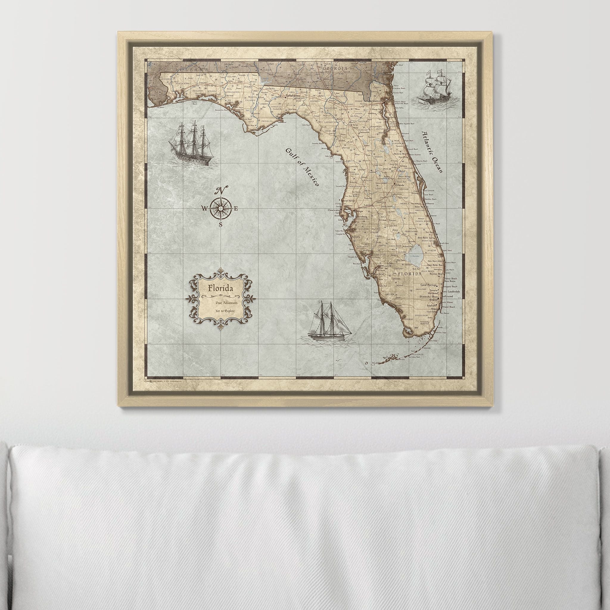 Push Pin Florida Map (Pin Board) - Rustic Vintage CM Pin Board