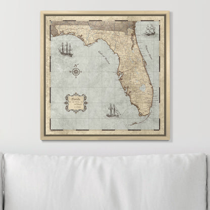 Push Pin Florida Map (Pin Board) - Rustic Vintage CM Pin Board