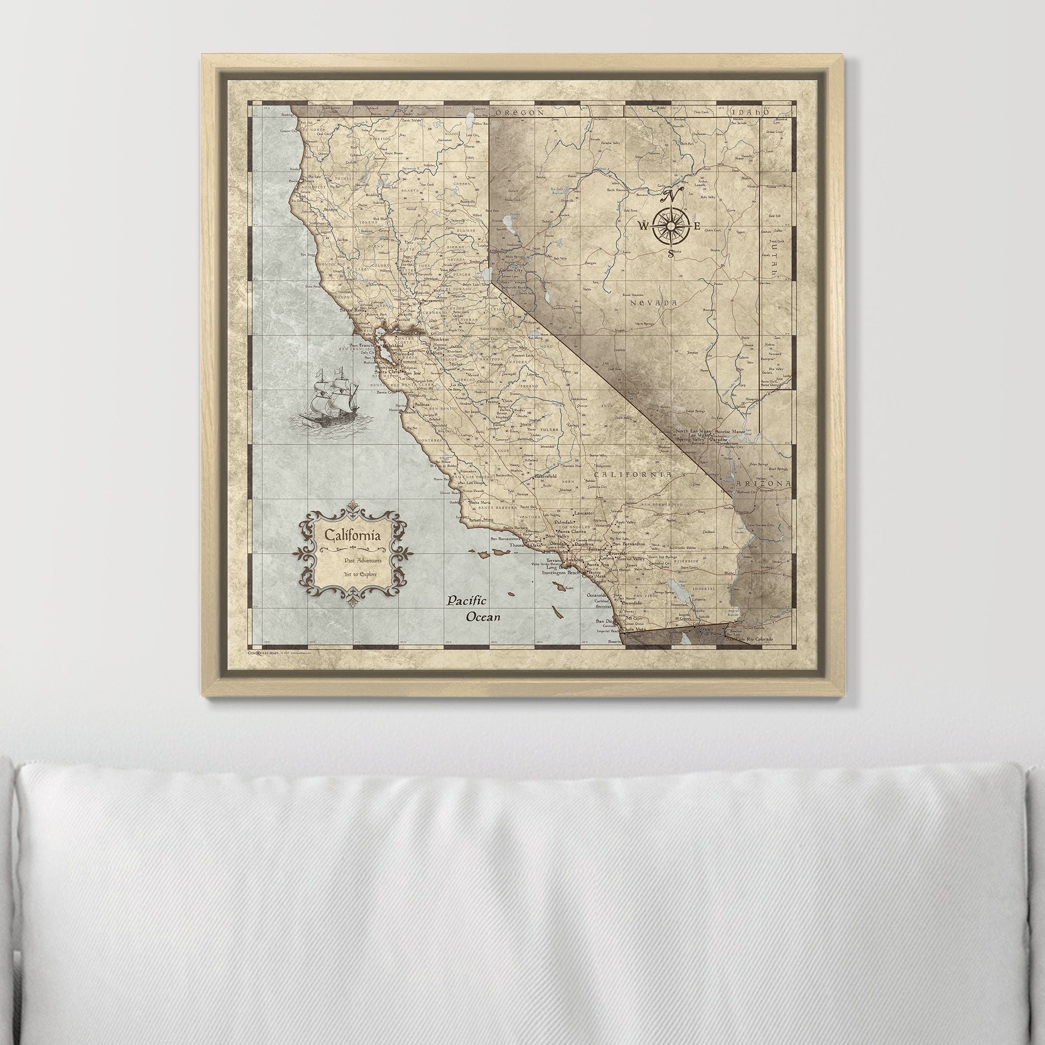 Push Pin California Map (Pin Board) - Rustic Vintage CM Pin Board