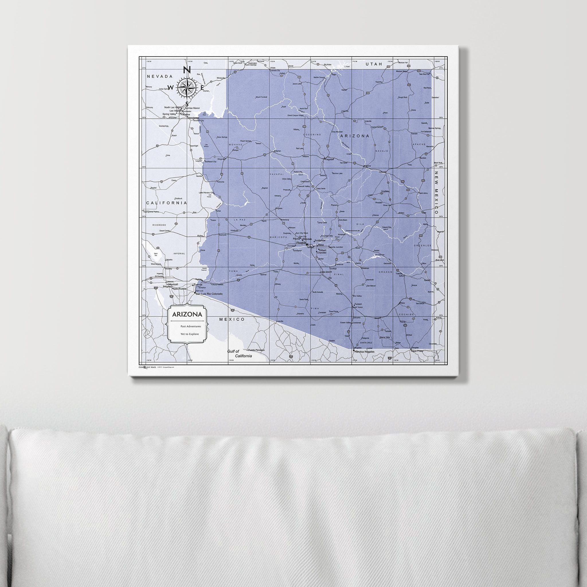 Push Pin Arizona Map (Pin Board) - Purple Color Splash CM Pin Board