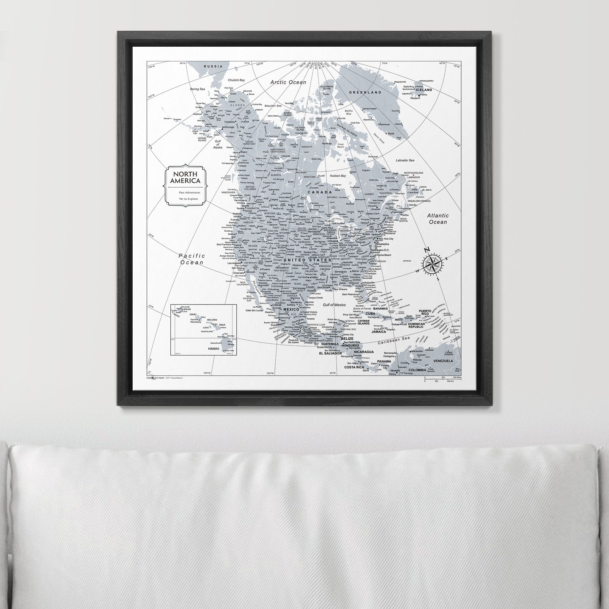 Push Pin North America Map (Pin Board) - Light Gray Color Splash CM Pin Board