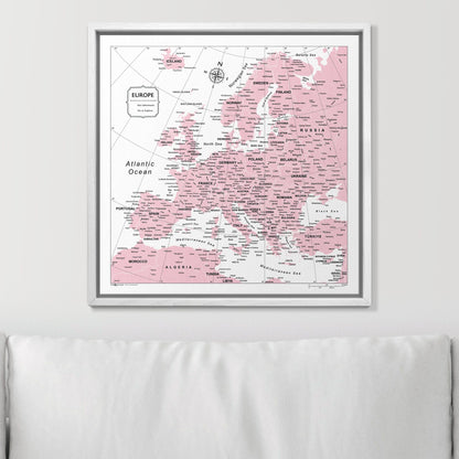 Push Pin Europe Map (Pin Board) - Pink Color Splash CM Pin Board