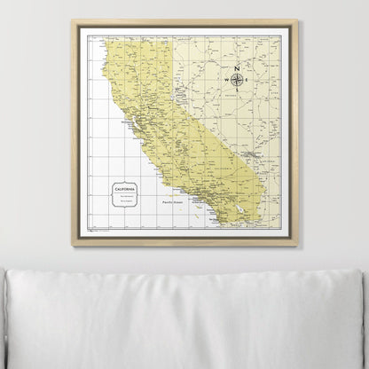 Push Pin California Map (Pin Board) - Yellow Color Splash CM Pin Board