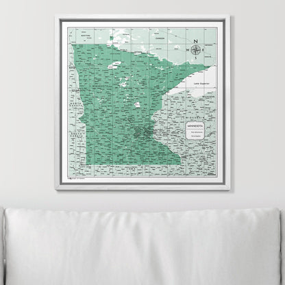 Push Pin Minnesota Map (Pin Board) - Green Color Splash CM Pin Board