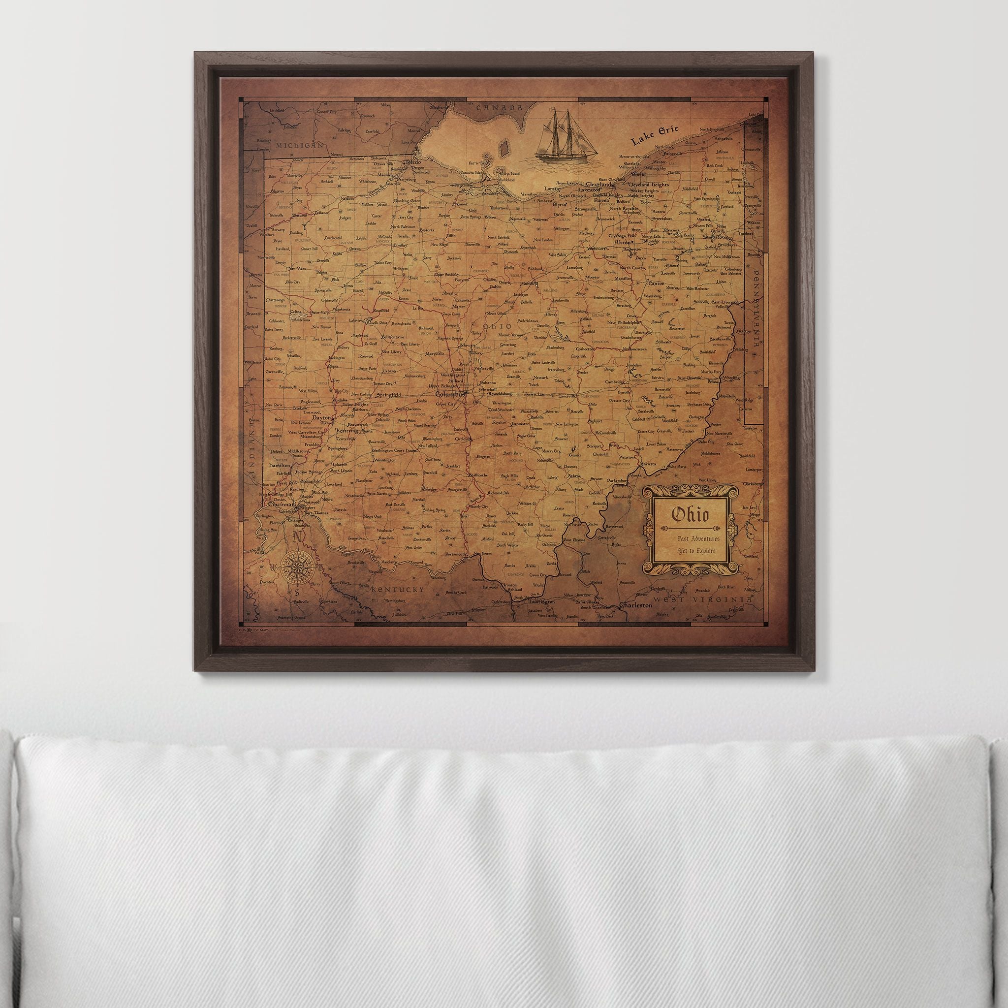 Push Pin Ohio Map (Pin Board) - Golden Aged CM Pin Board