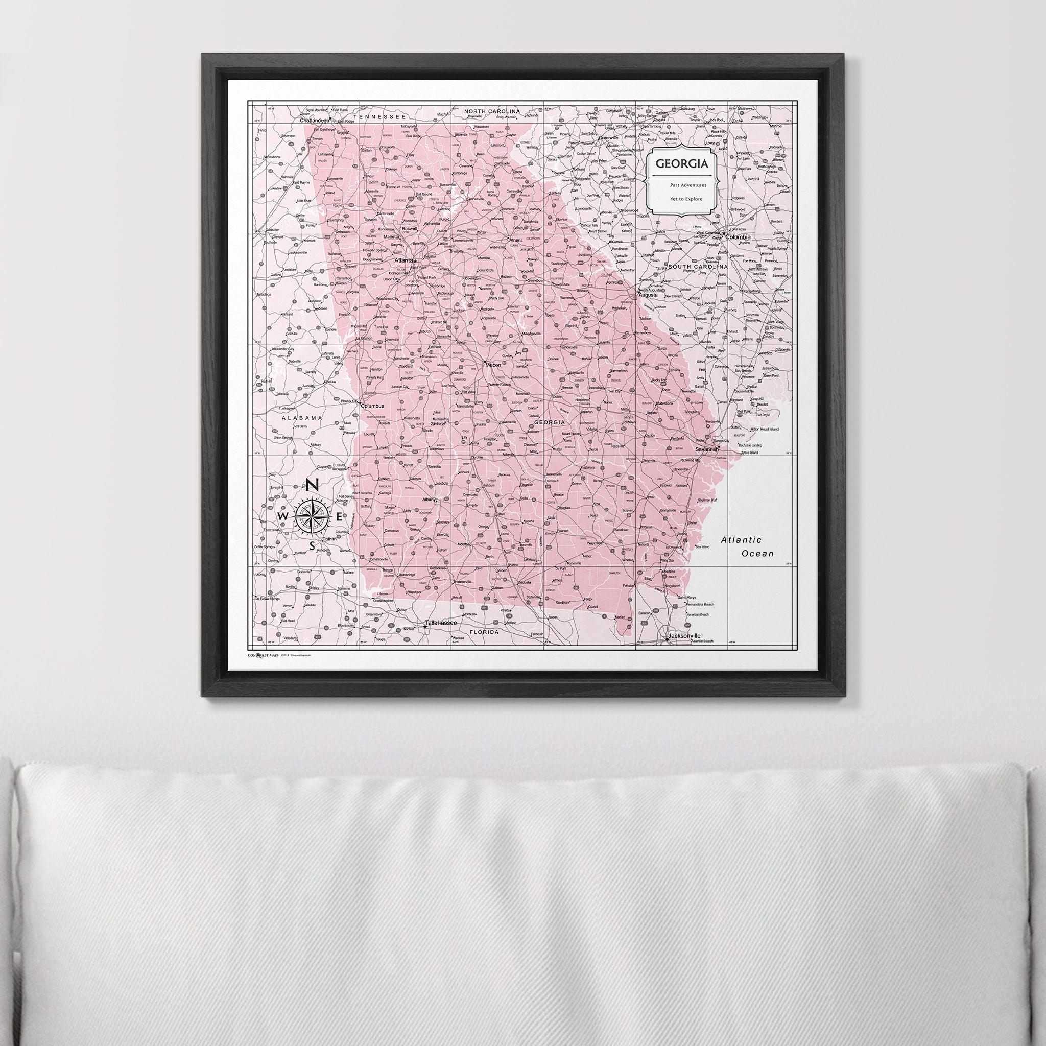 Push Pin Georgia Map (Pin Board) - Pink Color Splash CM Pin Board