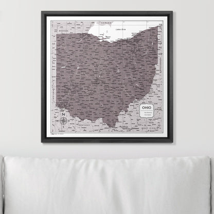 Push Pin Ohio Map (Pin Board) - Dark Brown Color Splash CM Pin Board