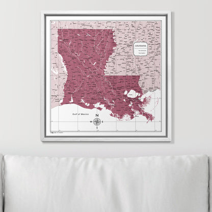 Push Pin Louisiana Map (Pin Board) - Burgundy Color Splash CM Pin Board