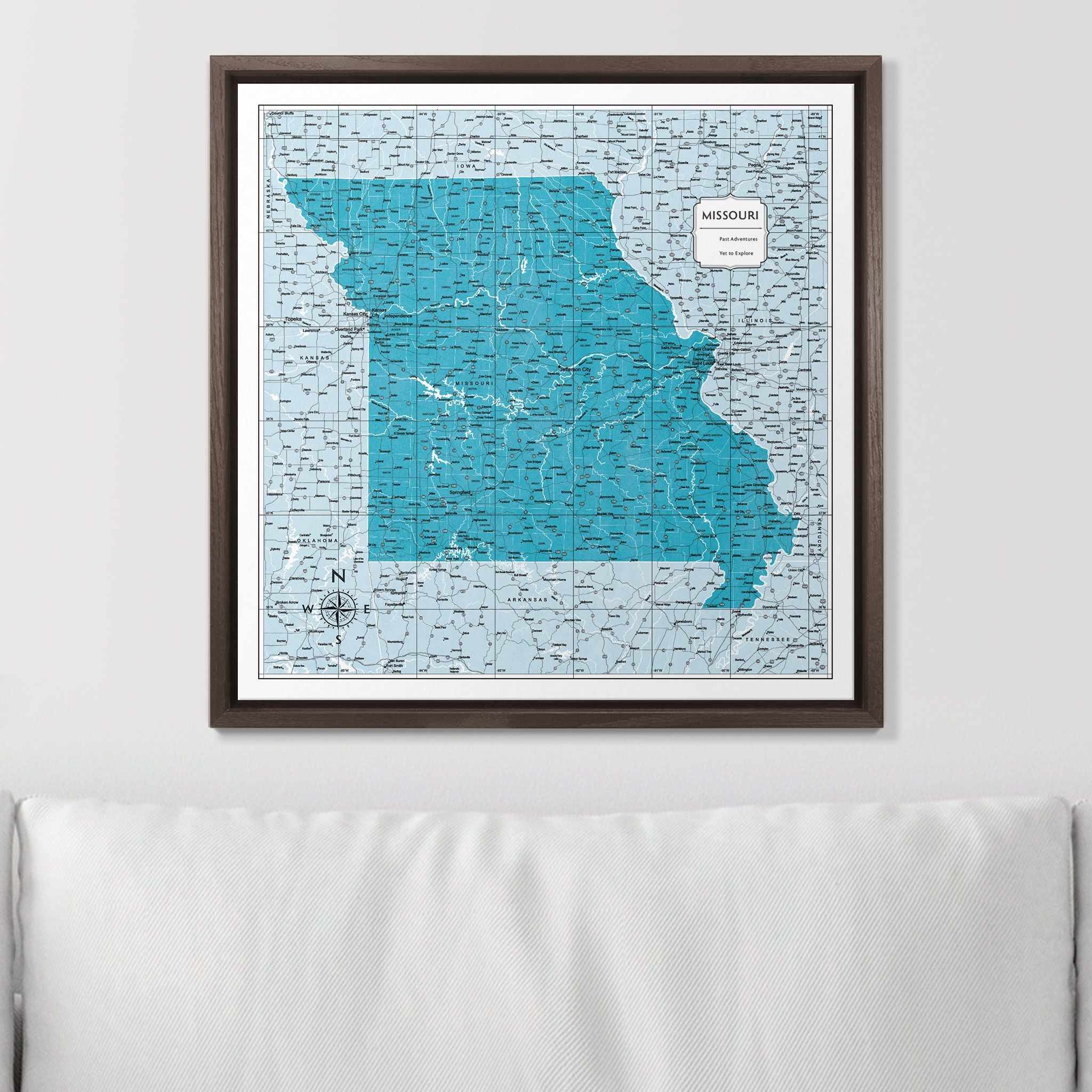 Push Pin Missouri Map (Pin Board) - Teal Color Splash CM Pin Board