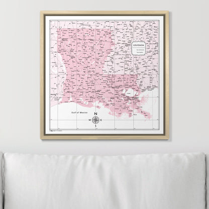 Push Pin Louisiana Map (Pin Board) - Pink Color Splash CM Pin Board