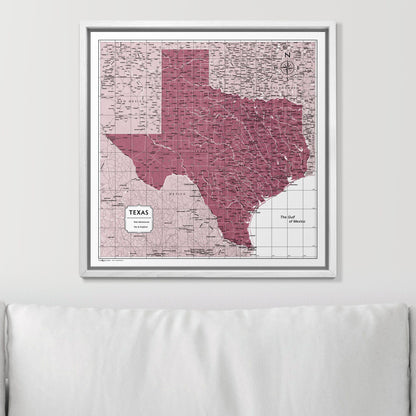 Push Pin Texas Map (Pin Board) - Burgundy Color Splash CM Pin Board