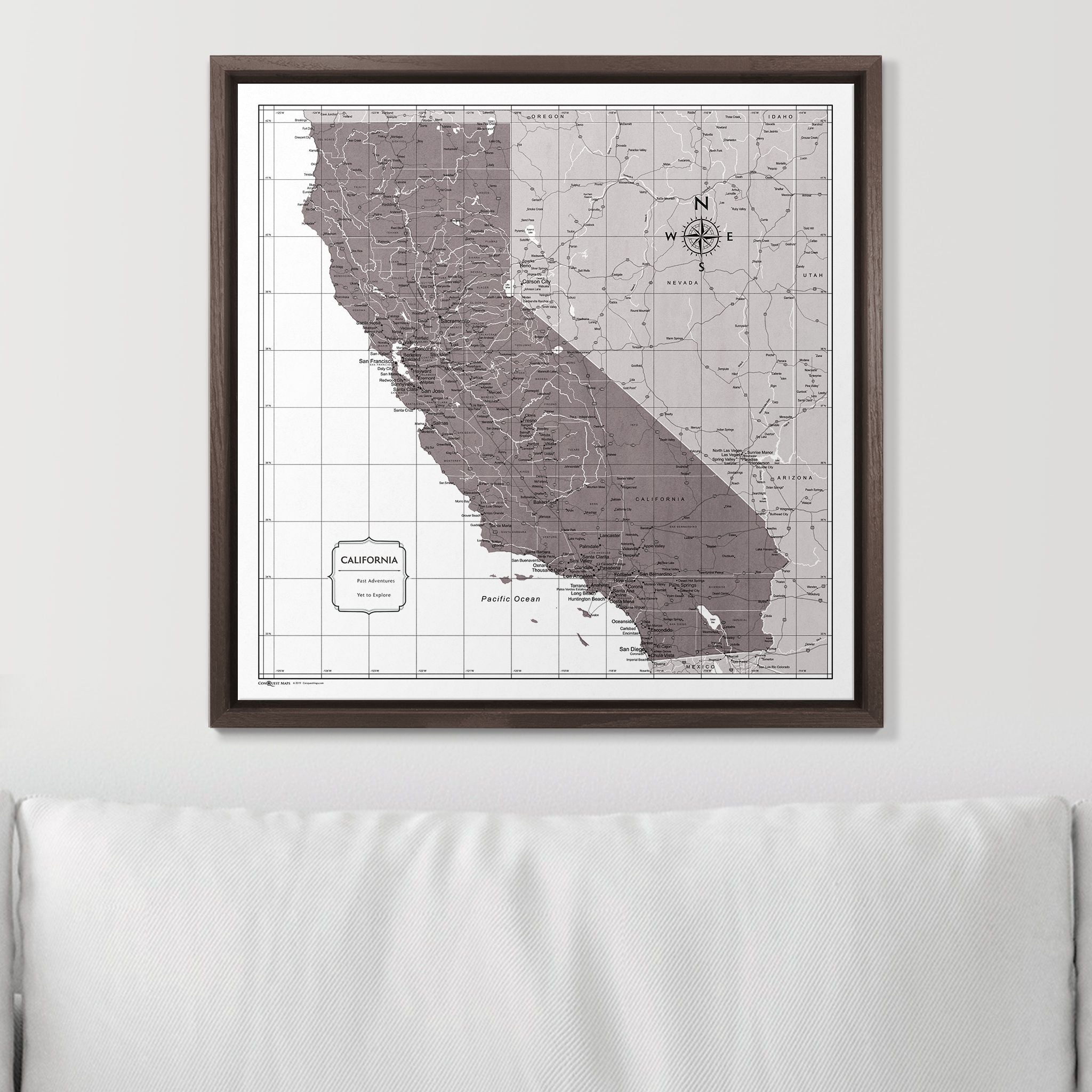 Push Pin California Map (Pin Board) - Dark Brown Color Splash CM Pin Board