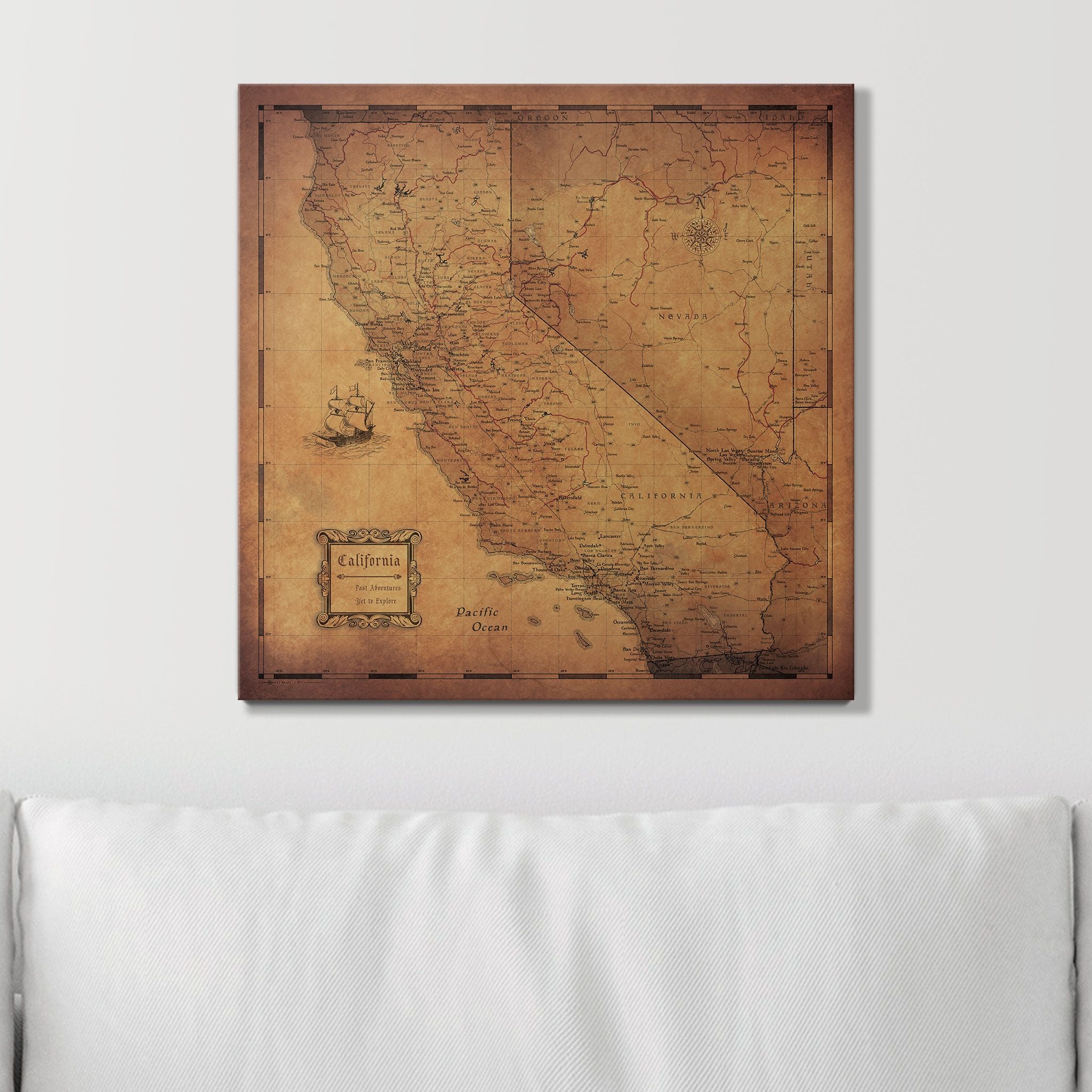 Push Pin California Map (Pin Board) - Golden Aged CM Pin Board