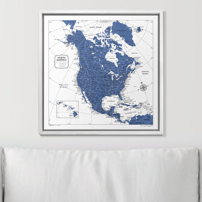 Push Pin North America Map (Pin Board) - Navy Color Splash CM Pin Board