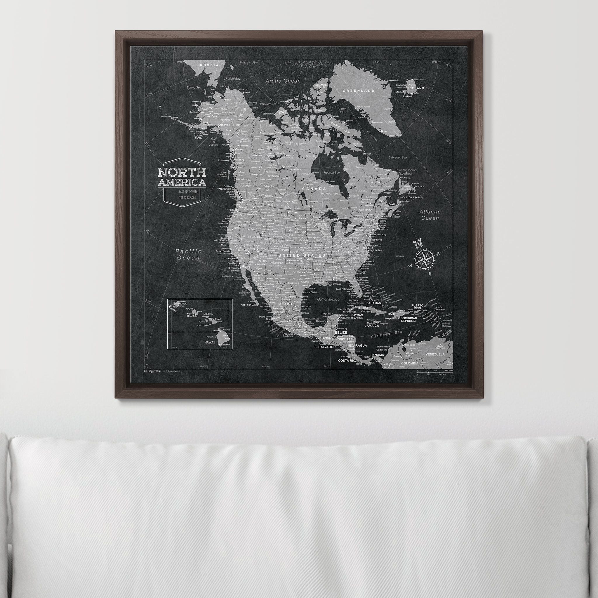 Push Pin North America Map (Pin Board) - Modern Slate CM Pin Board