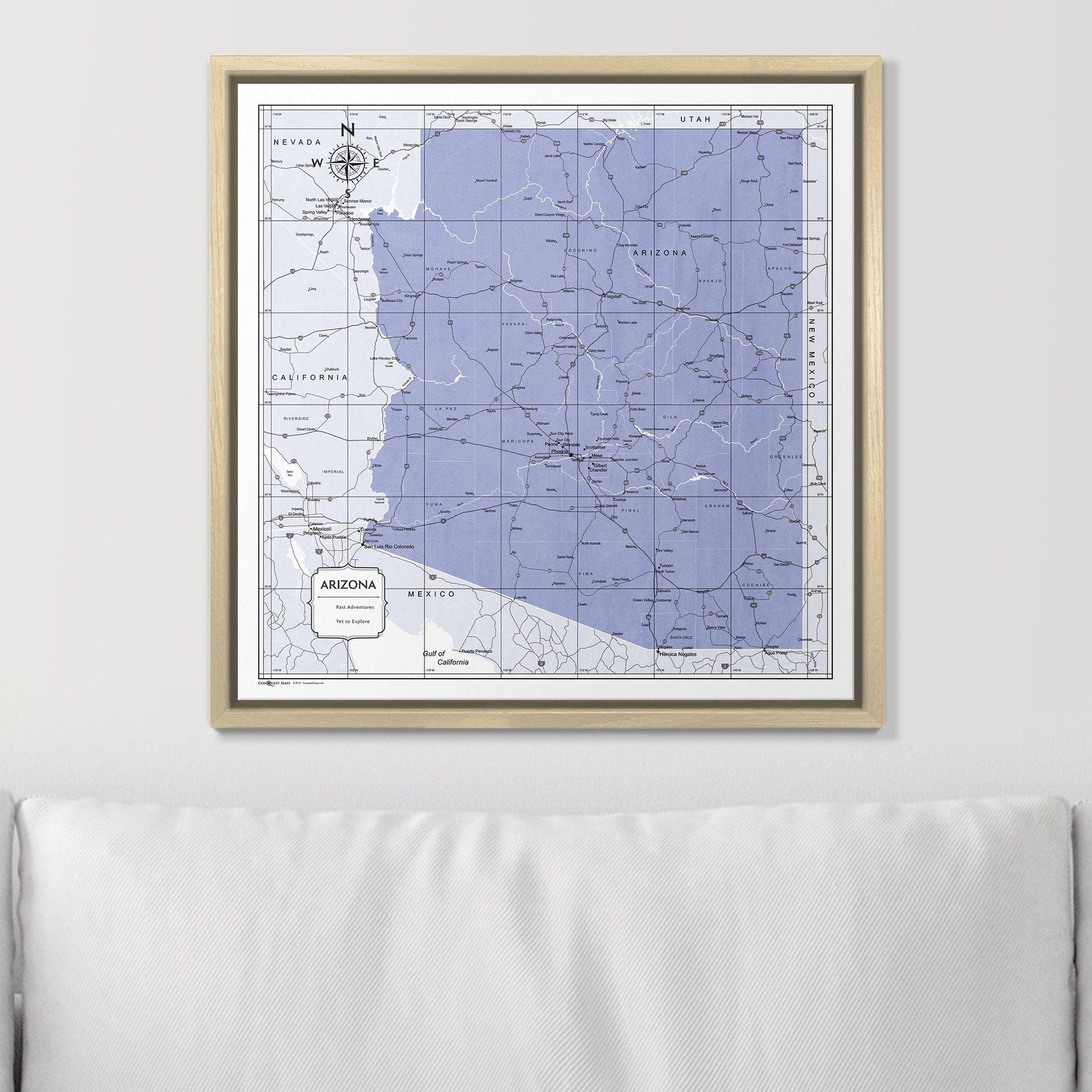 Push Pin Arizona Map (Pin Board) - Purple Color Splash CM Pin Board