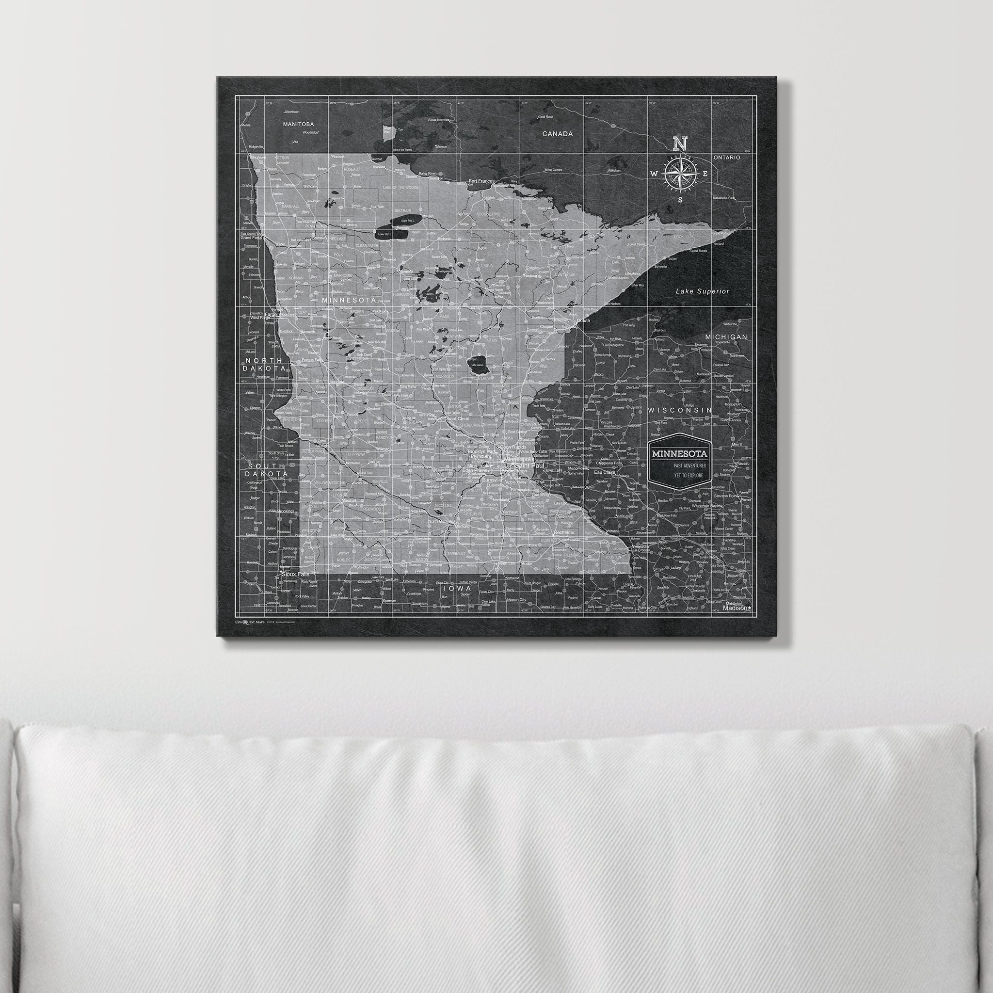 Push Pin Minnesota Map (Pin Board) - Modern Slate CM Pin Board