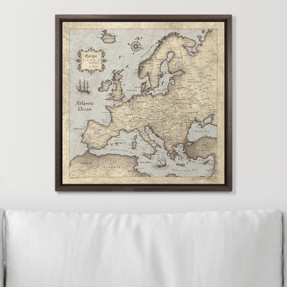 Push Pin Europe Map (Pin Board) - Rustic Vintage CM Pin Board