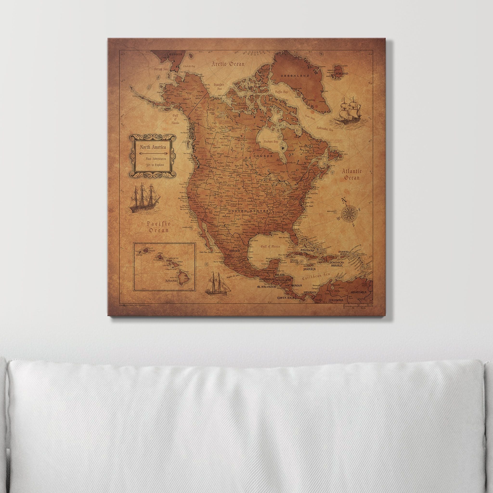 Push Pin North America Map (Pin Board) - Golden Aged CM Pin Board