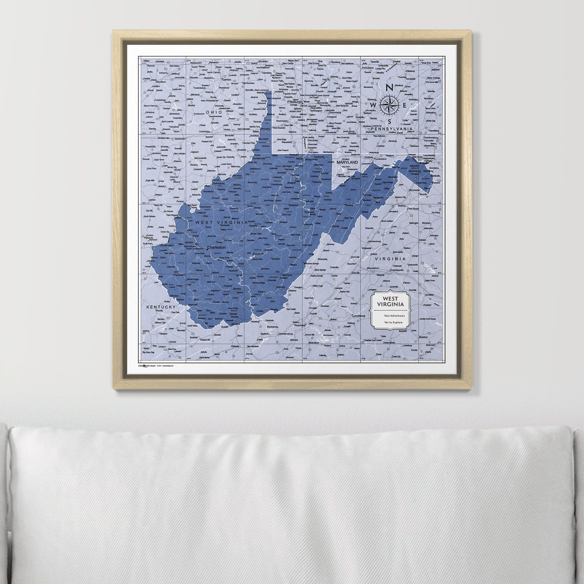 Push Pin West Virginia Map (Pin Board) - Navy Color Splash CM Pin Board