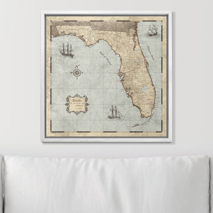 Push Pin Florida Map (Pin Board) - Rustic Vintage CM Pin Board