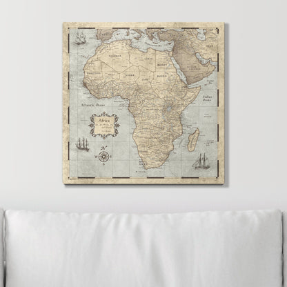 Push Pin Africa Map (Pin Board) - Rustic Vintage CM Pin Board