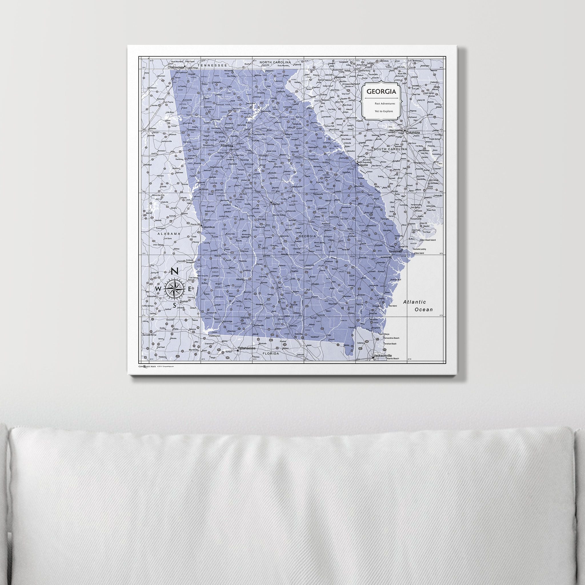 Push Pin Georgia Map (Pin Board) - Purple Color Splash CM Pin Board