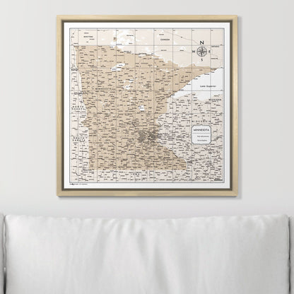 Push Pin Minnesota Map (Pin Board) - Light Brown Color Splash CM Pin Board