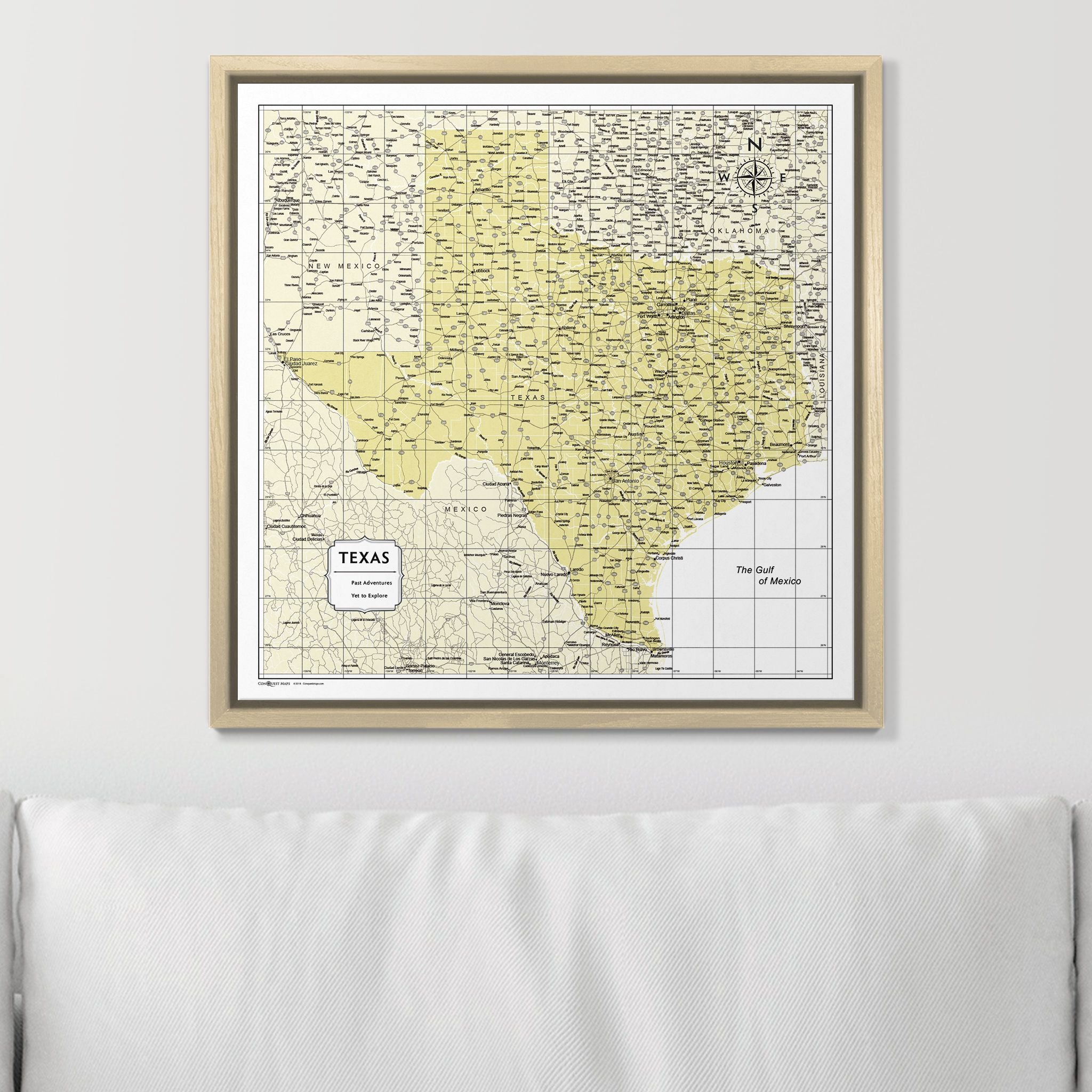 Push Pin Texas Map (Pin Board) - Yellow Color Splash CM Pin Board