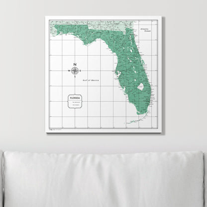 Push Pin Florida Map (Pin Board) - Green Color Splash CM Pin Board