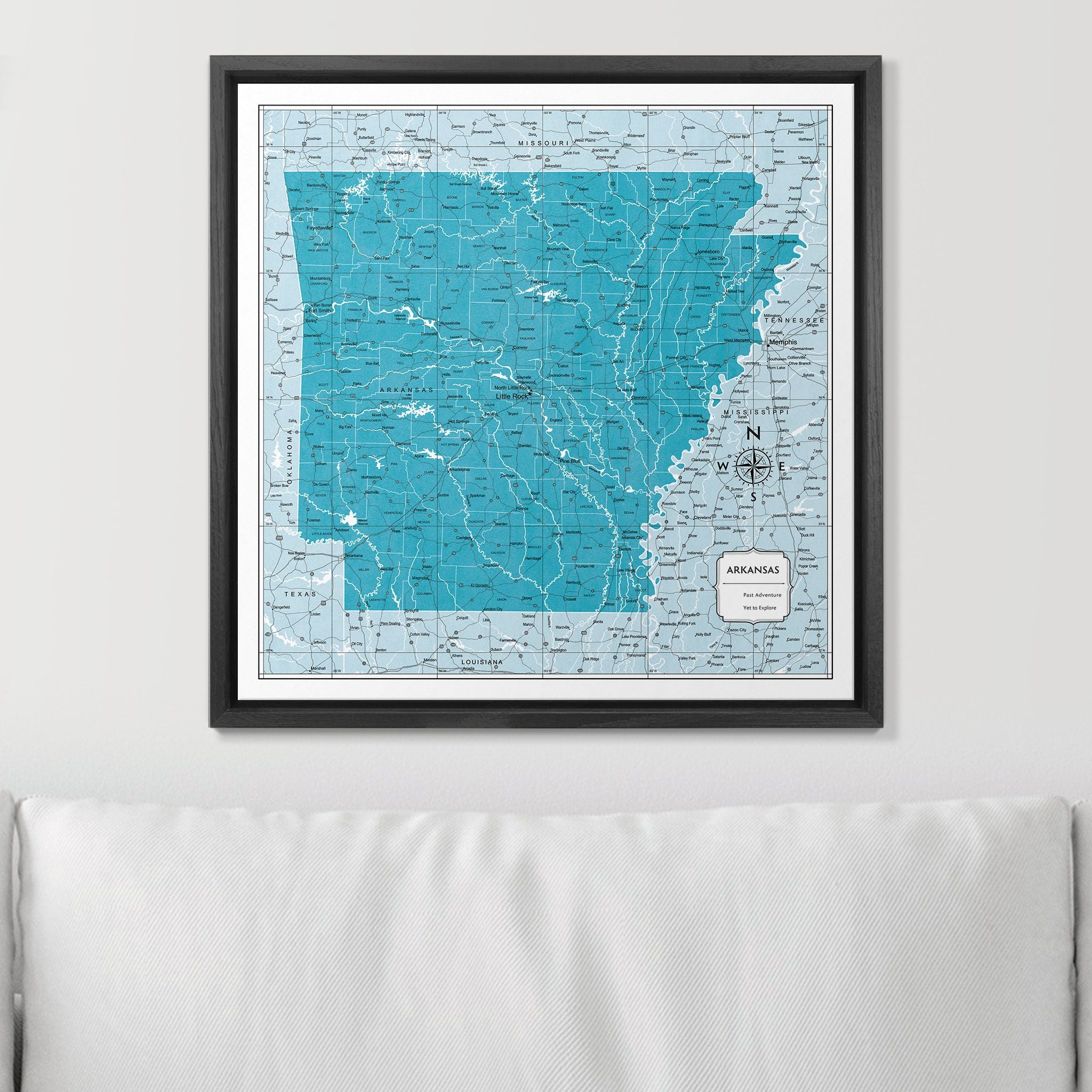 Push Pin Arkansas Map (Pin Board) - Teal Color Splash CM Pin Board