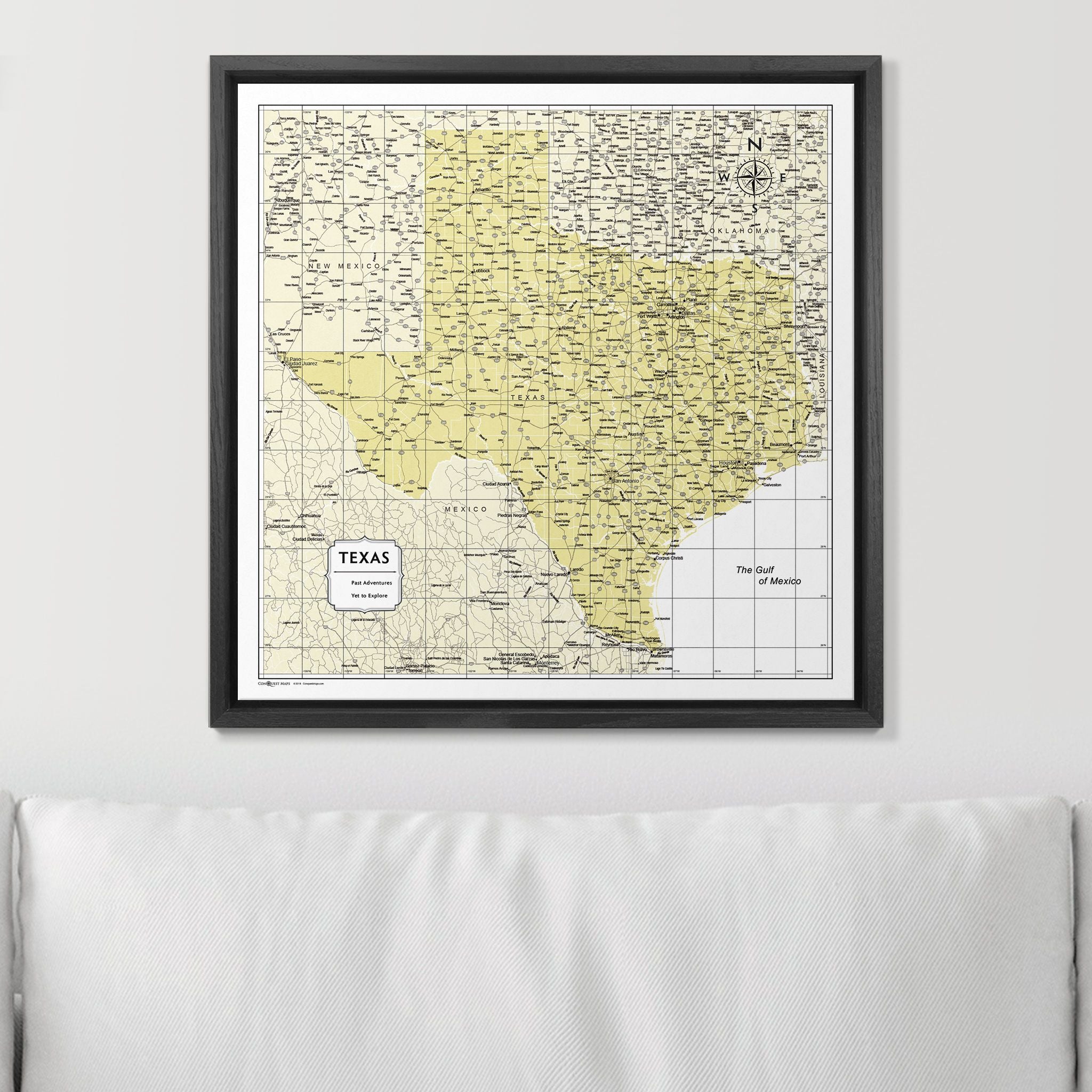 Push Pin Texas Map (Pin Board) - Yellow Color Splash CM Pin Board