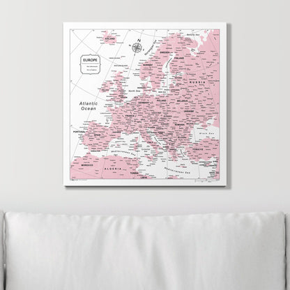 Push Pin Europe Map (Pin Board) - Pink Color Splash CM Pin Board