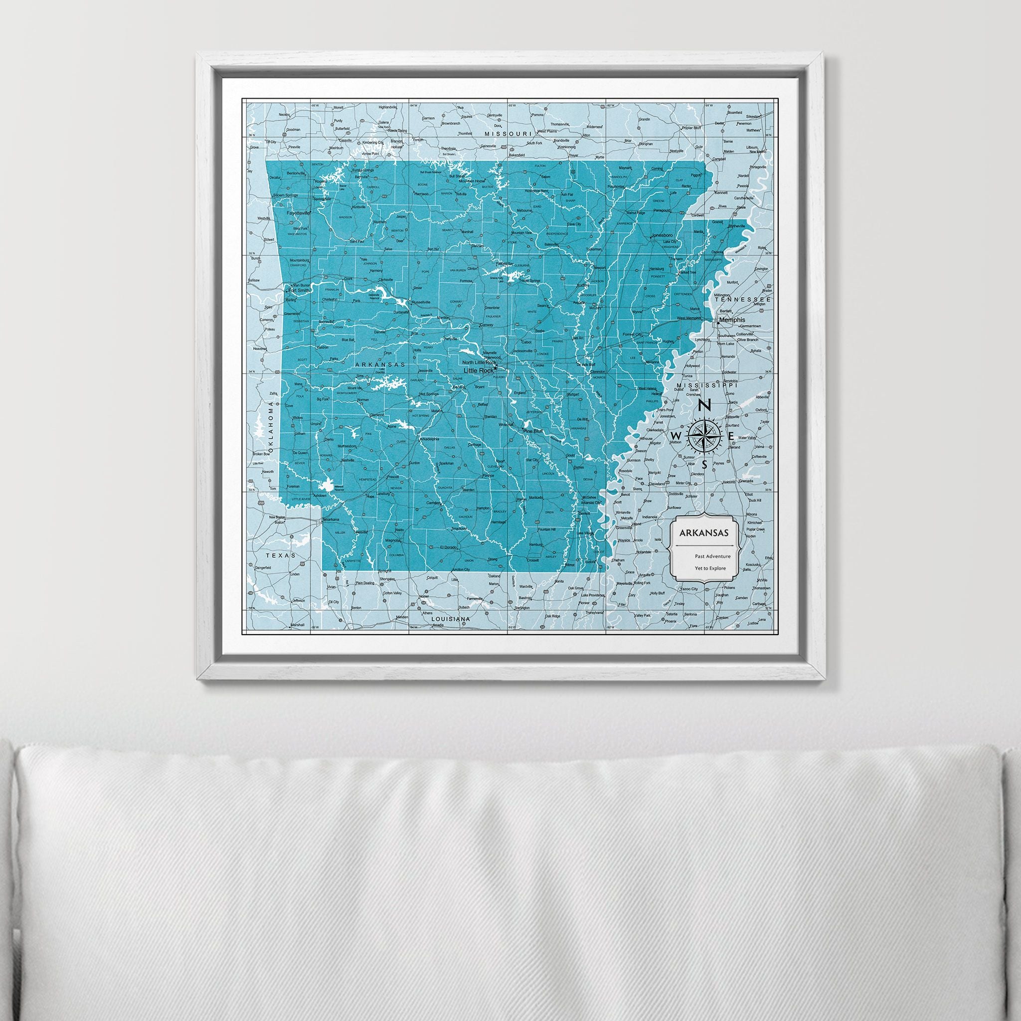 Push Pin Arkansas Map (Pin Board) - Teal Color Splash CM Pin Board