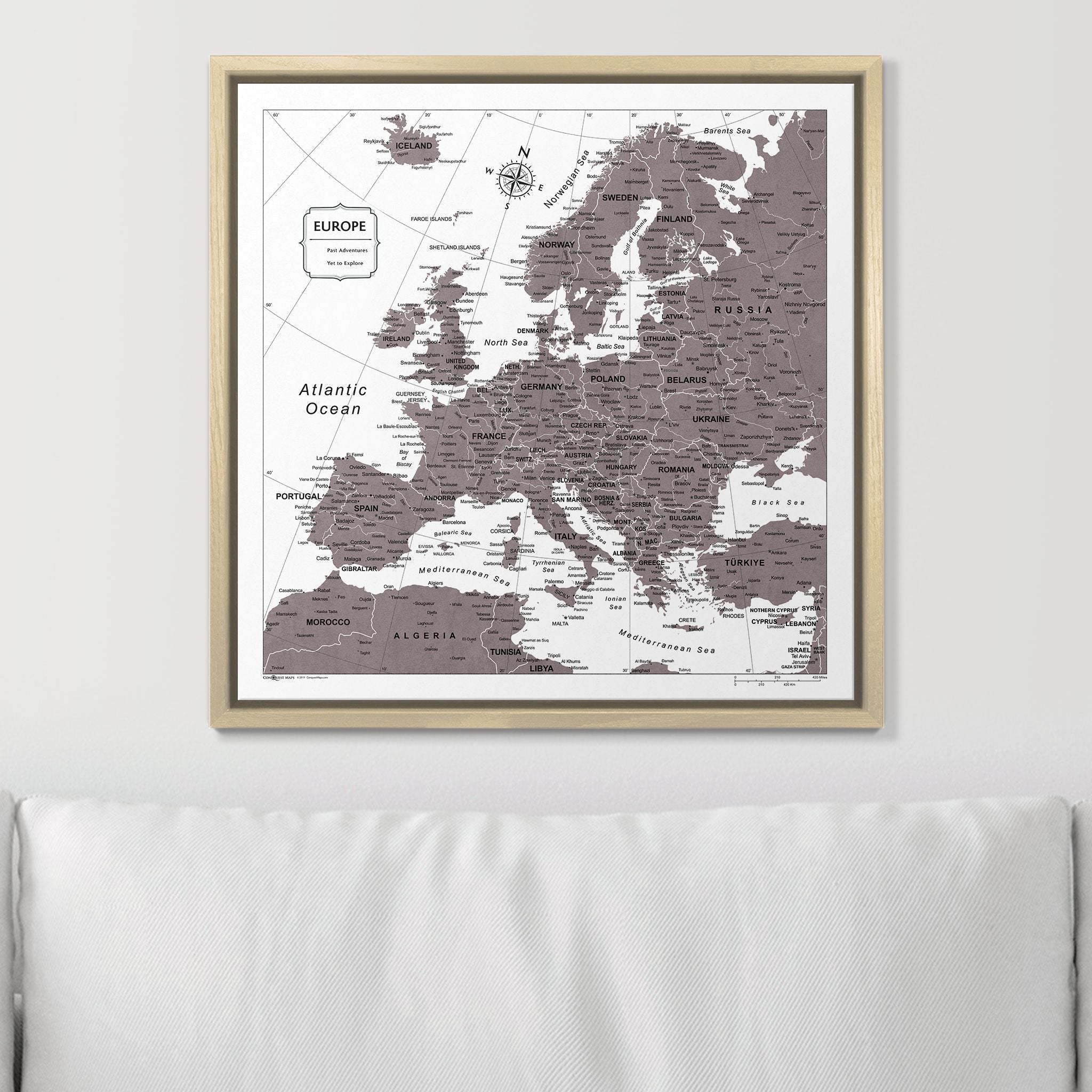 Push Pin Europe Map (Pin Board) - Dark Brown Color Splash CM Pin Board