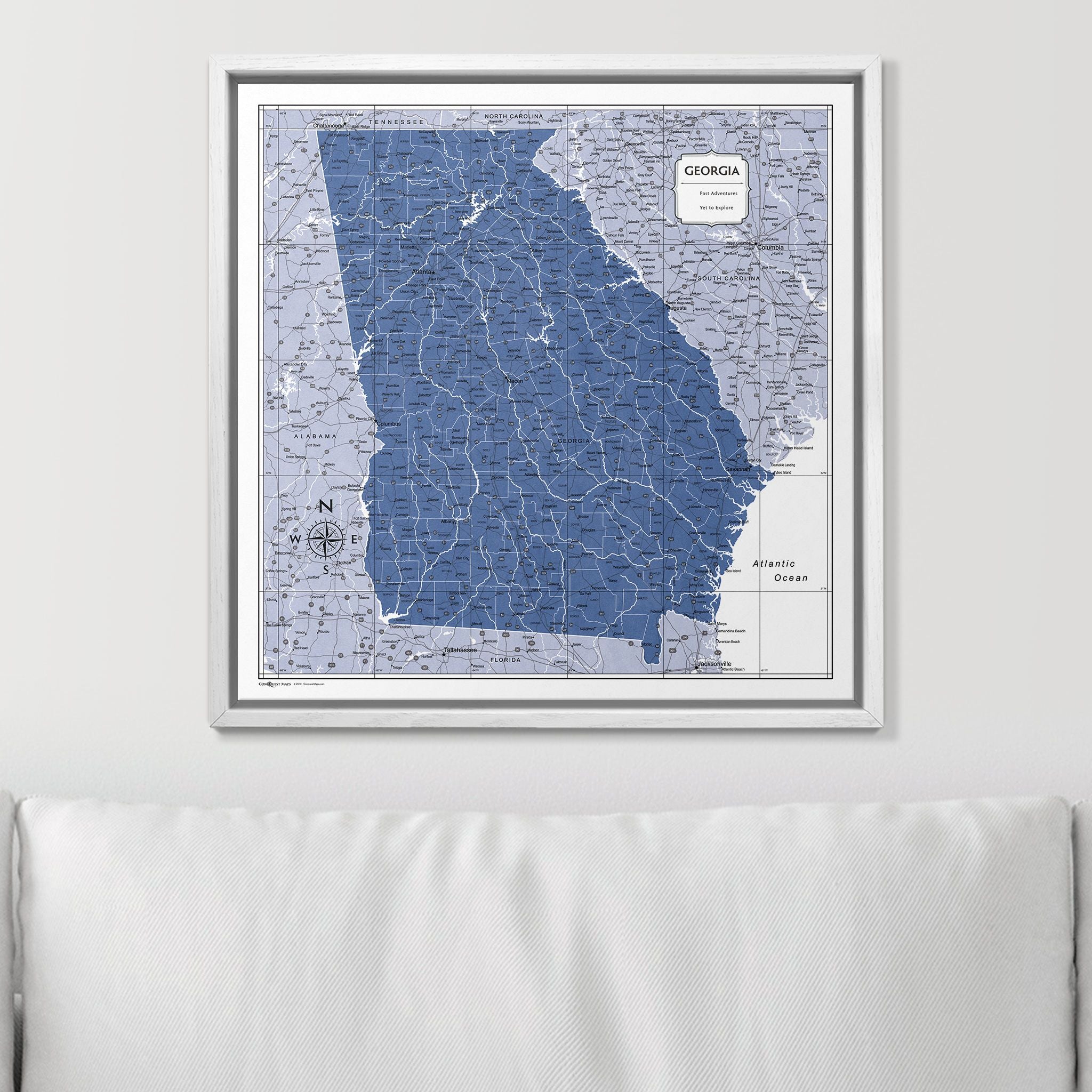 Push Pin Georgia Map (Pin Board) - Navy Color Splash CM Pin Board