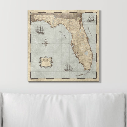 Push Pin Florida Map (Pin Board) - Rustic Vintage CM Pin Board