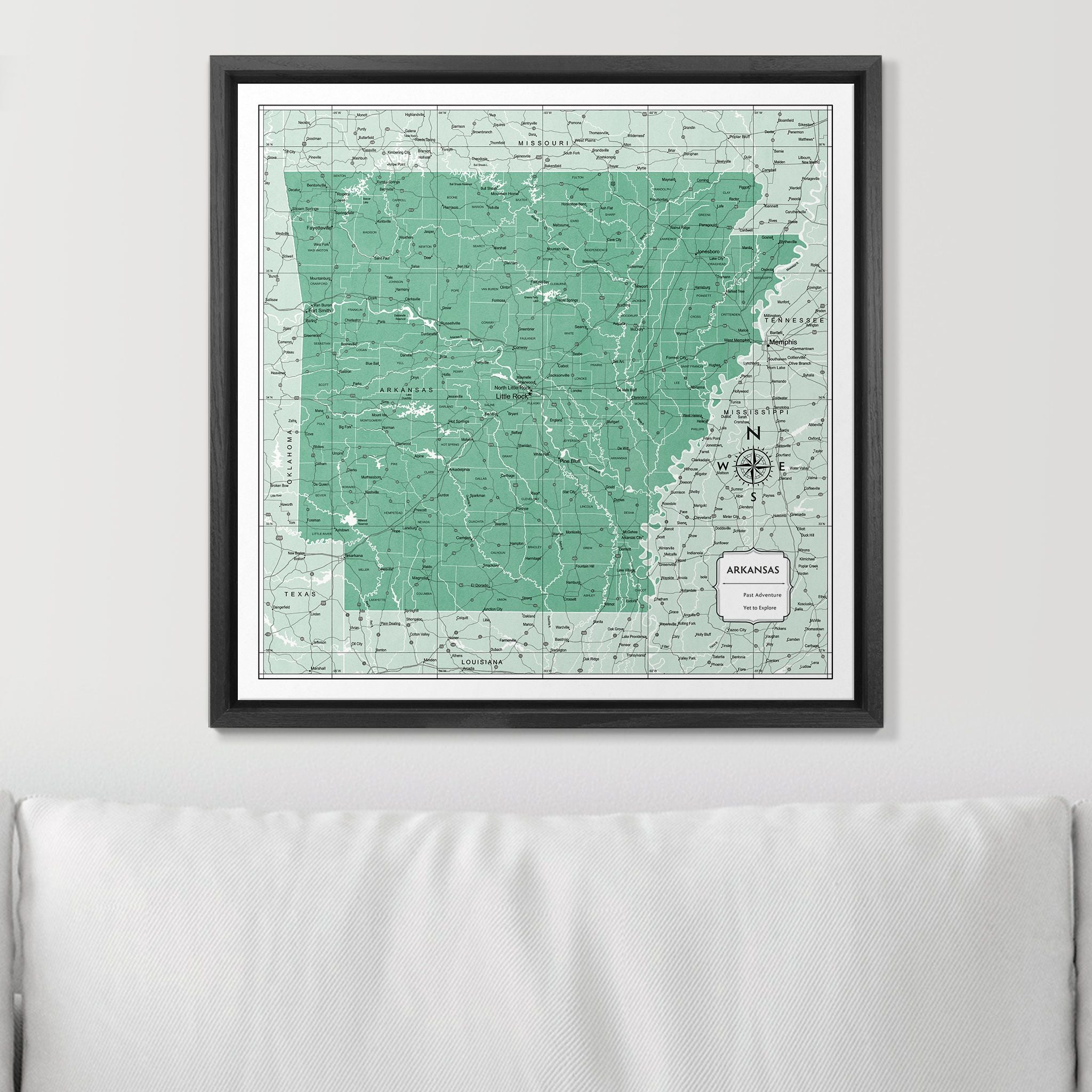 Push Pin Arkansas Map (Pin Board) - Green Color Splash CM Pin Board