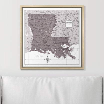 Push Pin Louisiana Map (Pin Board) - Dark Brown Color Splash CM Pin Board