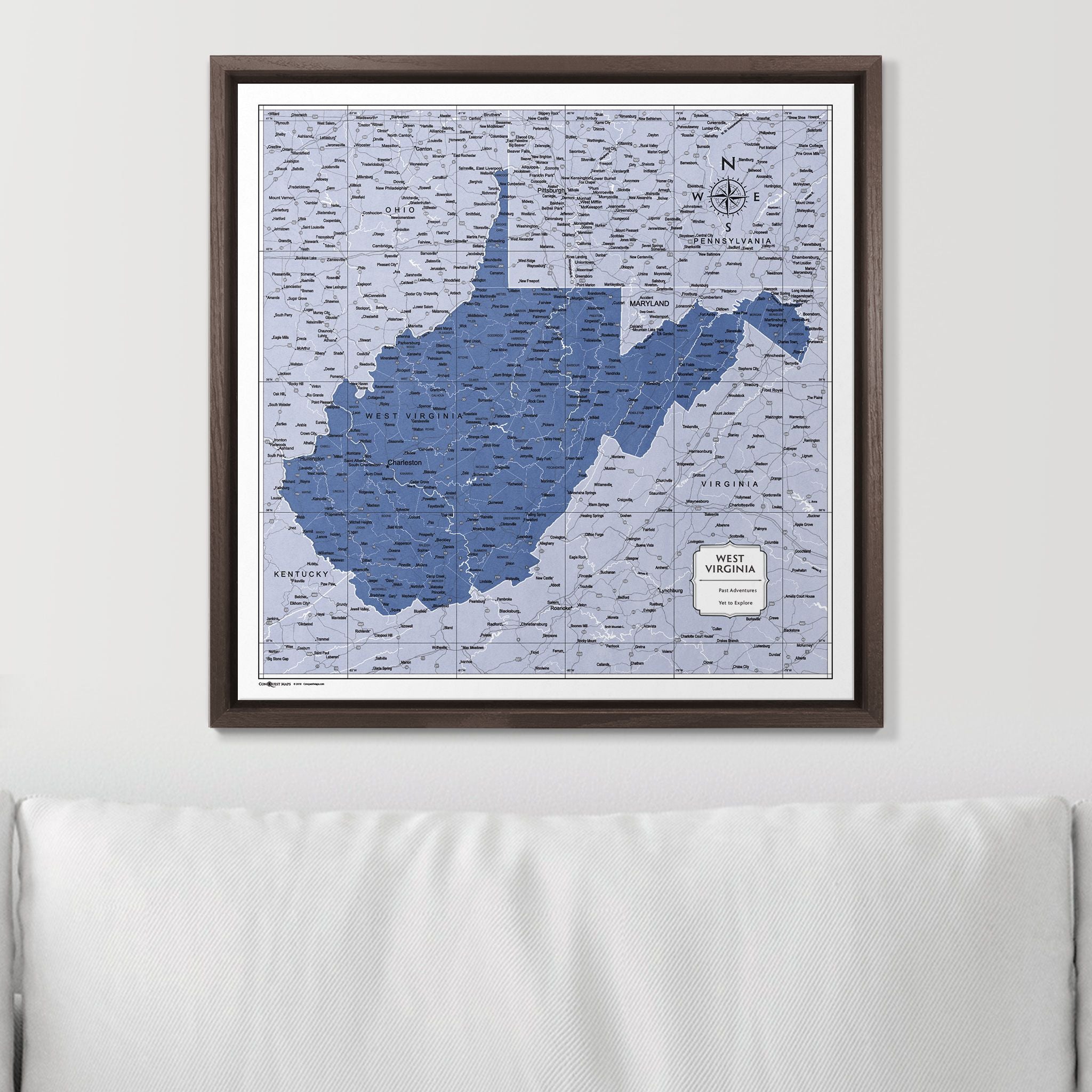 Push Pin West Virginia Map (Pin Board) - Navy Color Splash CM Pin Board